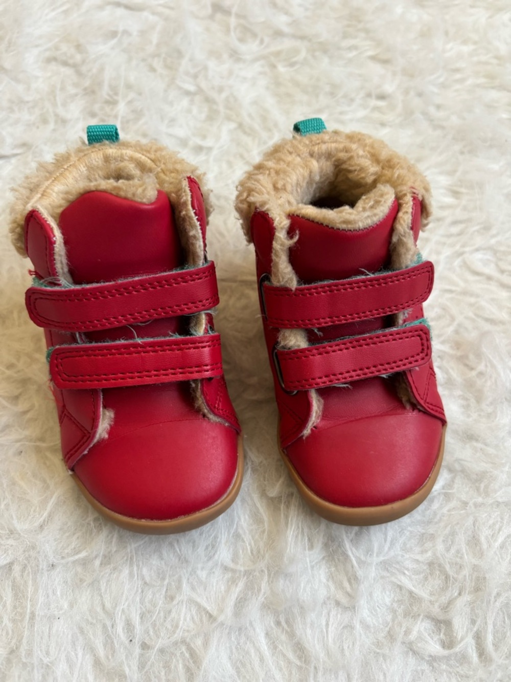Ten Little Red Toddler Cozy Winter Boots with Faux Fur Lining & Velcro